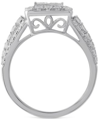 Diamond Princess Halo Bridal Set (1-1/2 ct. t.w.) in 14k White Gold