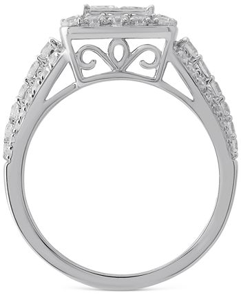 Macy's - Diamond Princess Halo Bridal Set (1-1/2 ct. t.w.) in 14k White Gold