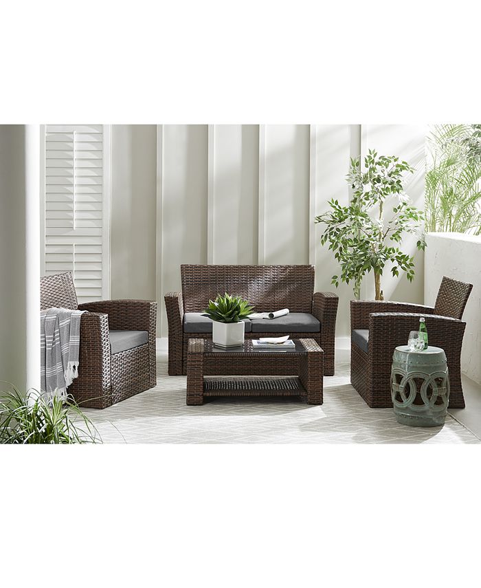 Westin Furniture Outdoor Patio Conversation Sofa Set with Cushions, 4 Piece Macy's