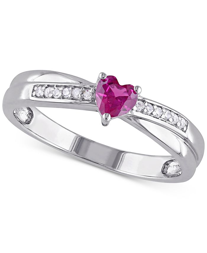 Macy's - Lab-Created Ruby (1/3 ct. t.w.) & Diamond (1/20 ct. t.w.) Ring in Sterling Silver