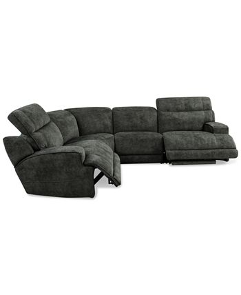 Furniture - Sebaston 4-Pc. Fabric Sectional with 2 Power Motion Recliners