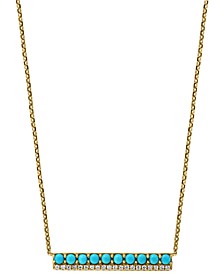 EFFY® Turquoise & Diamond (1/20 ct. t.w.) Bar Necklace in 14k Gold, 16" + 2" extender