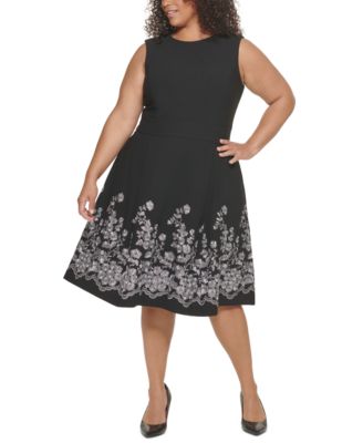 Calvin klein black embroidered dress online