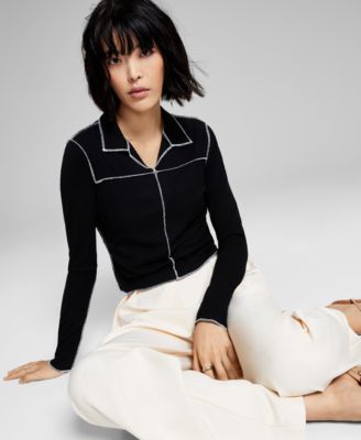 And Now This - Women's Textured Exposed-Seam Top