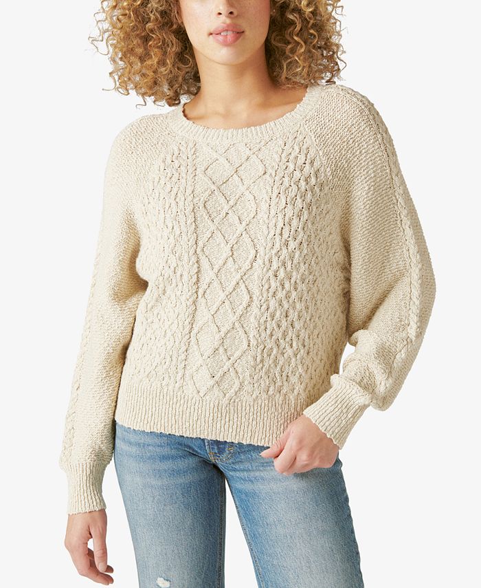 Lucky Brand Cable-Knit Pullover Sweater - Macy's