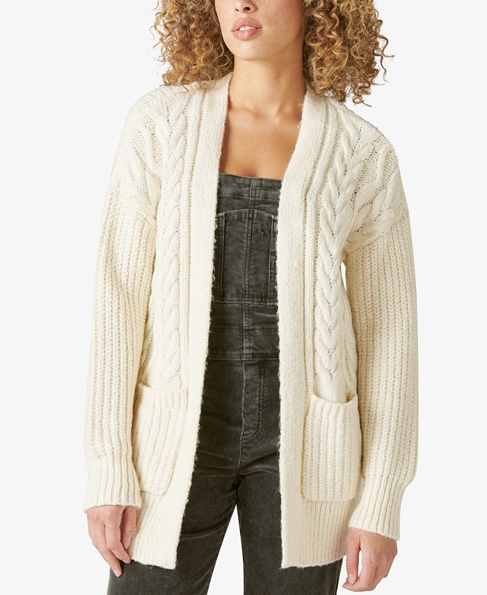 Lucky Brand Cable-Knit Open-Front Cardigan - Macy's