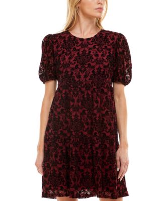 Speechless - Juniors' Flocked Velvet Babydoll Dress