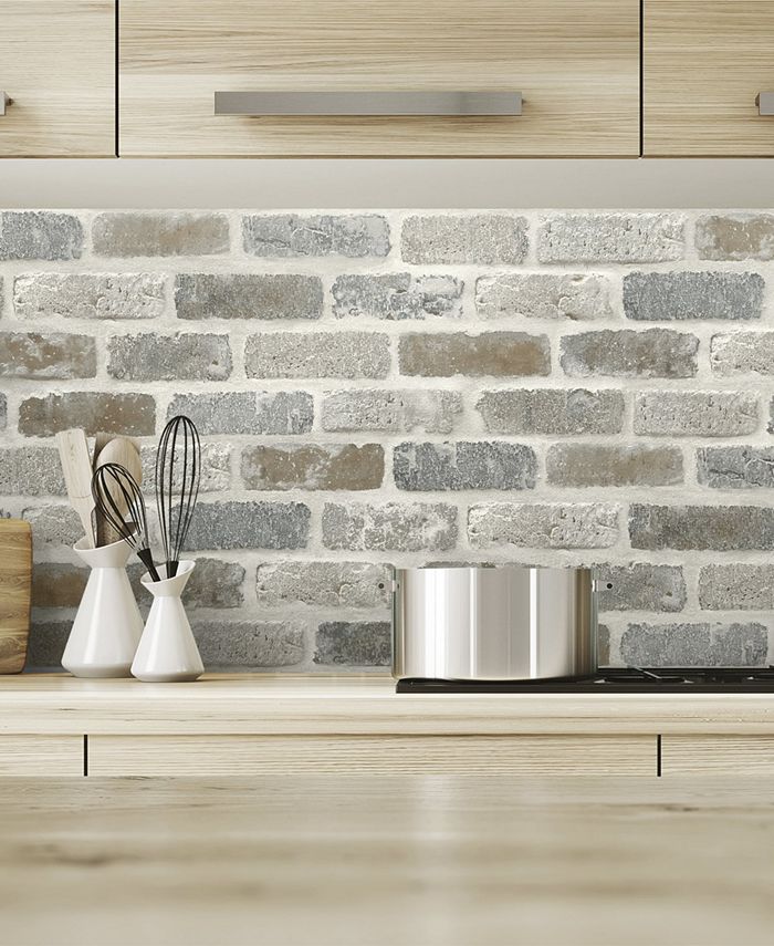NextWall Washed Brick Peel and Stick Wallpaper Macy's