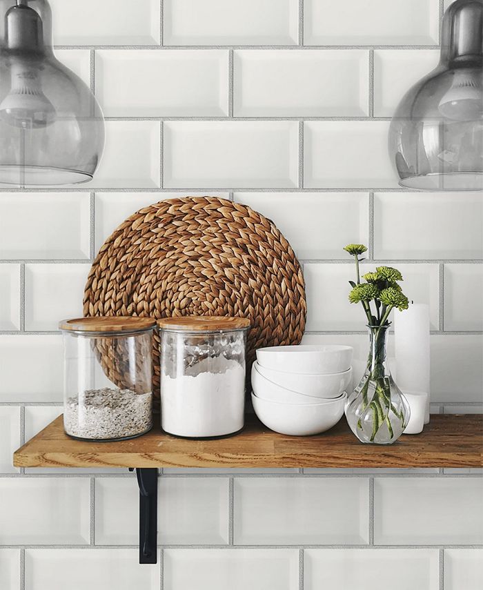 NextWall Large Subway Tile Peel and Stick Wallpaper Macy's