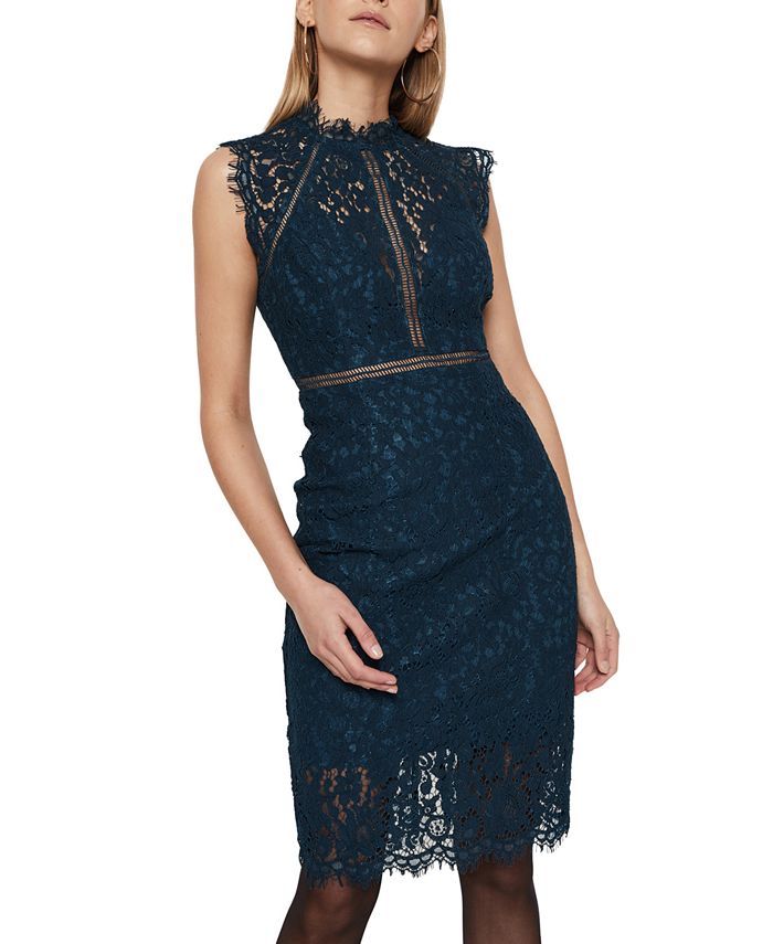 bardot lace sheath dress