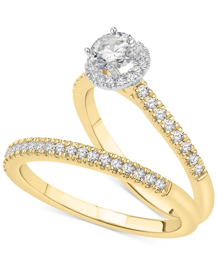 Macy's - Diamond Halo Bridal Set (3/4 ct. t.w.) in 14k Gold