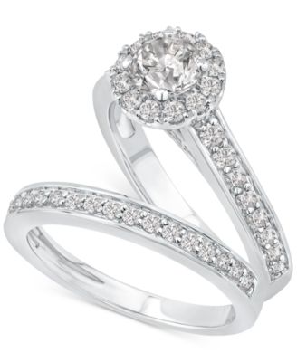 Macy's - IGI Certified Diamond Halo Bridal Set (1-3/8 ct. t.w.) in 14k White Gold