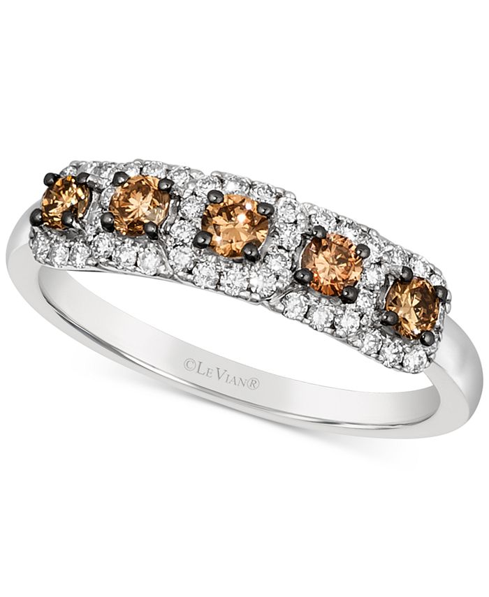 Le Vian Chocolate Diamond (1/3 ct. .) & Nude Diamond (1/4 ct. .) Halo  Statement Ring in 14k White Gold & Reviews - Rings - Jewelry & Watches -  Macy's