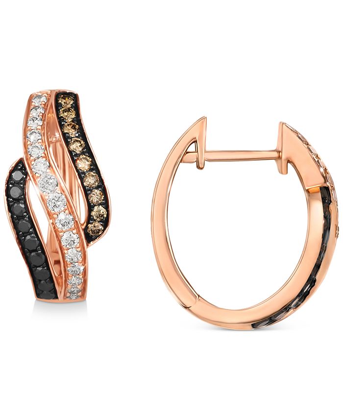 Le Vian - Multicolor Diamond Swirl Hoop Earrings (3/4 ct. t.w.) in 14k Rose Gold
