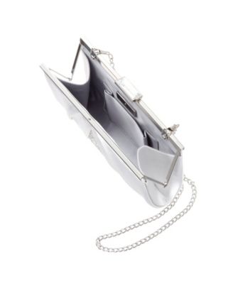 Women's Pleated Stain Crystal Frame Clutch