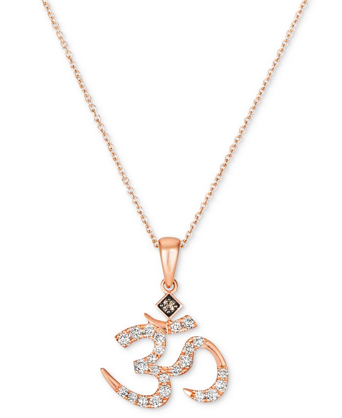 Le Vian - Nude Diamond (1/4 ct. t.w.) & Chocolate Diamond Accent Om Symbol Pendant Necklace in 14k Rose Gold, 18" + 2" extender