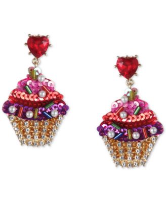 INC International Concepts - Gold-Tone Imitation Pearl & Pav&eacute; Cupcake Drop Earrings