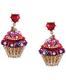 Gold-Tone Imitation Pearl & Pavé Cupcake Drop Earrings, Created for Macy's