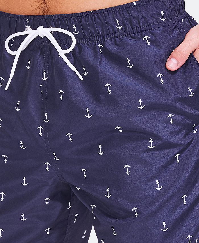 Nautica - Men's Quick-Dry Anchor-Print Swim Trunks