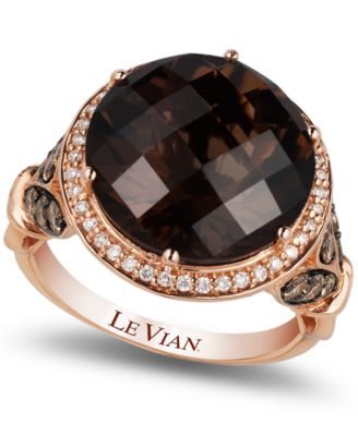 Le Vian - Chocolate Quartz&reg; (8 ct. t.w.) and Diamond (3/4 ct. t.w.) Ring in 14k Rose Gold