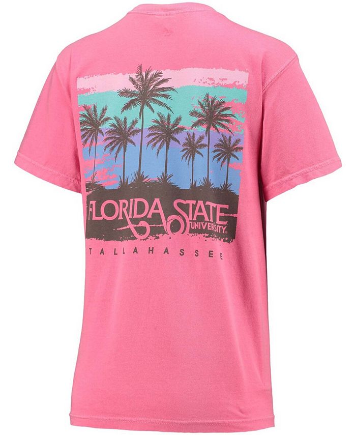 Image One Women's Pink Florida State Seminoles Beach Club Palm Trees T ...