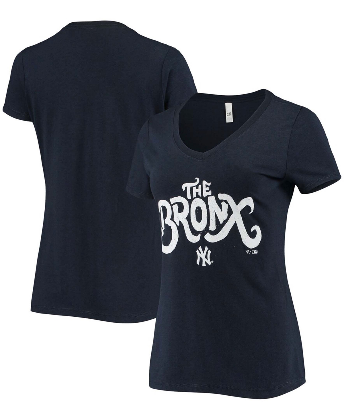 Women's Heathered Navy New York Yankees Team Hometown Tri-Blend V-Neck T-shirt