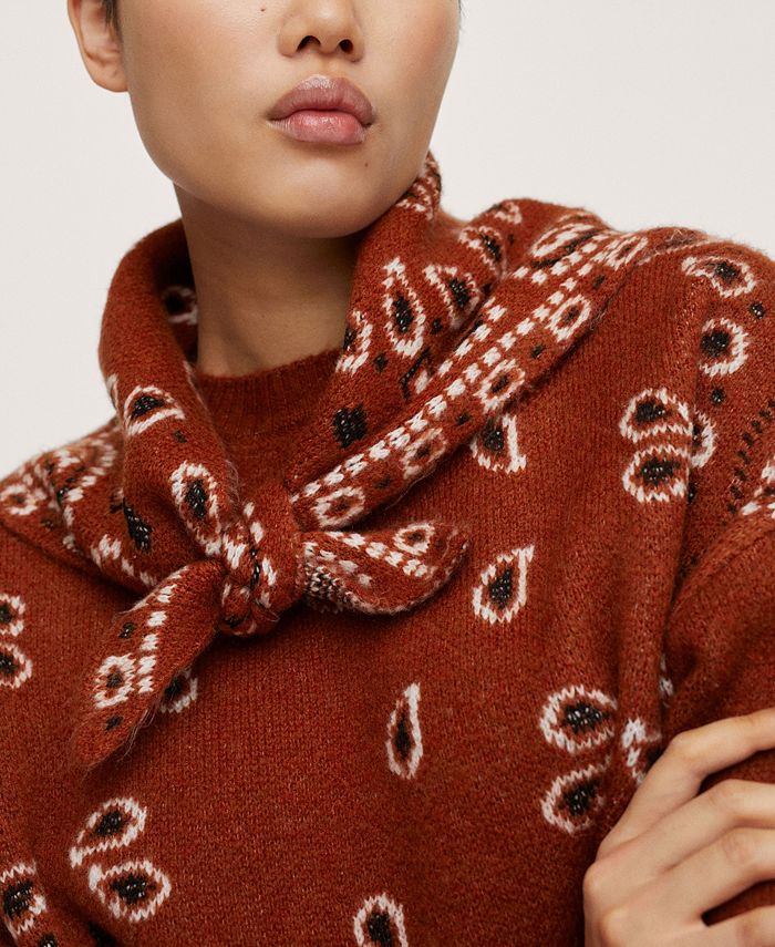 MANGO Women's Bandana Knit Sweater Macy's
