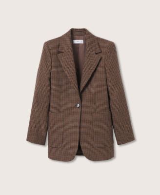 mango check wool blazer