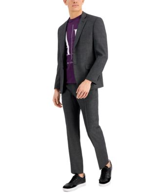 A X Armani Exchange Ax Armani Exchange Mens Slim Fit Gray Pin Dot Wool Suit Separates In Grey Pindot