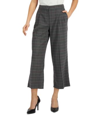 Calvin Klein - Pleat Front Cropped Plaid Pants