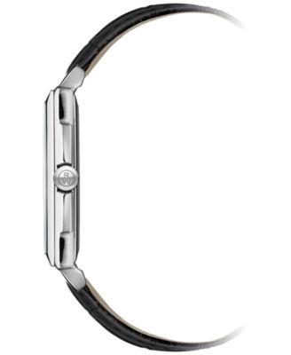 Men's Swiss Toccata Black Leather Strap Watch 29x37mm