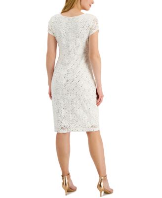 Connected Sequined Lace Sweetheart Sheath Dress - Macy's