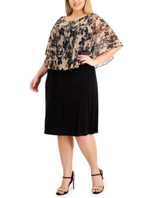 Connected - Plus Size Metallic Cape Dress