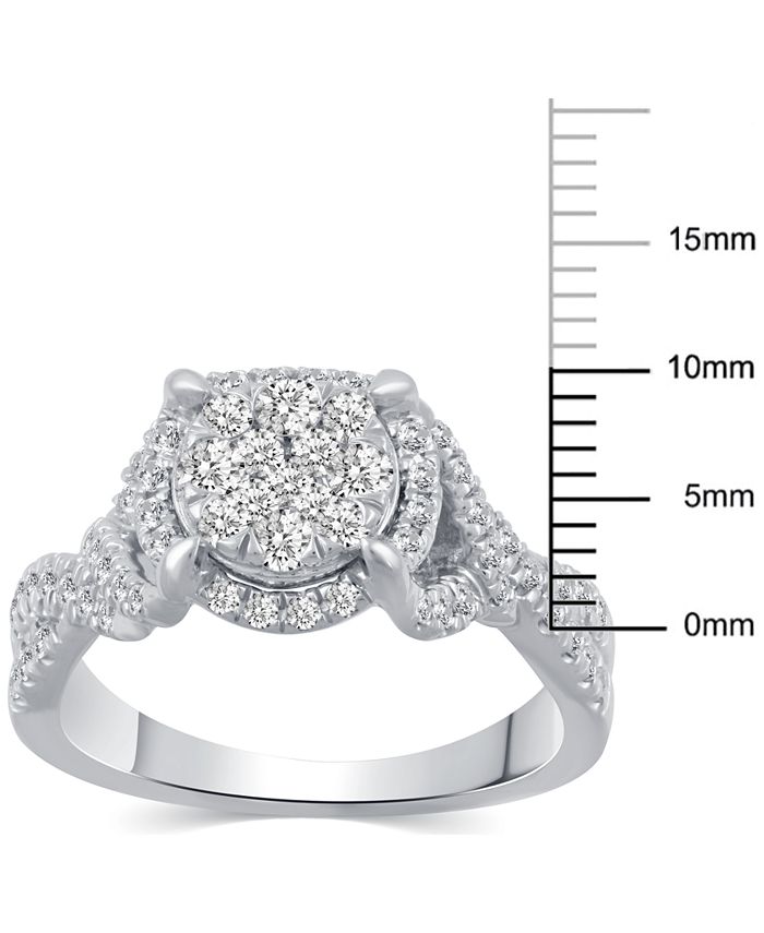 Macy's - Diamond Halo Cluster Engagement Ring (3/4 ct. t.w.) in 14k White Gold