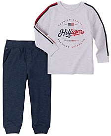 Baby Boys 2 Piece Heather Signature Jersey Top and French Terry Joggers Set