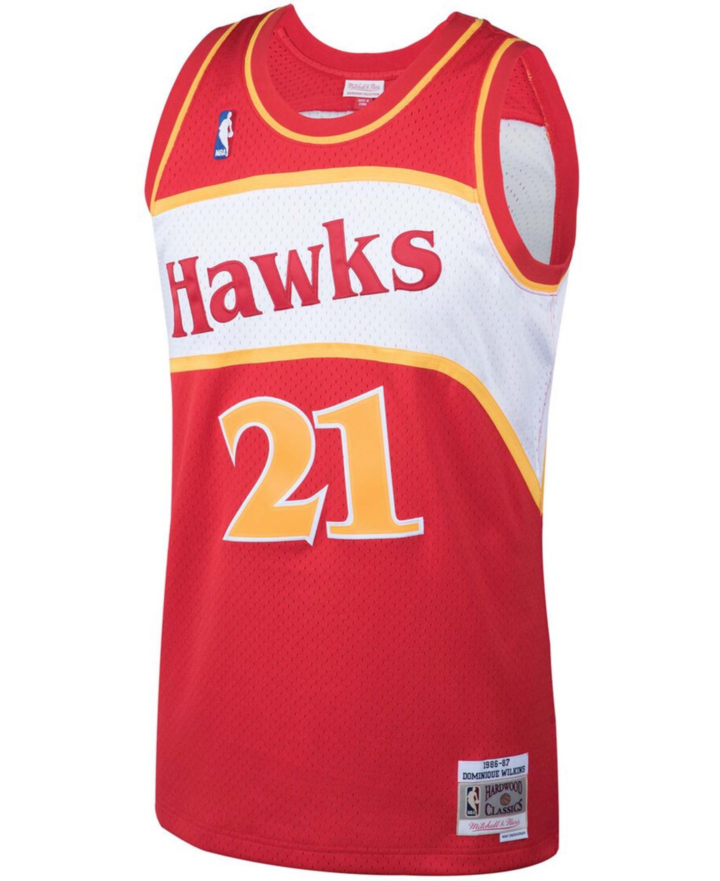 Мужской топ Mitchell & Ness Dominique Wilkins Red Atlanta Hawks 1986-87 Hardwood Classics Swingman Jersey — фото 3