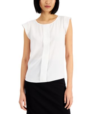 Tahari ASL - Pleated Flutter-Sleeve Top