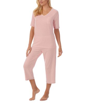 Printed Elbow-Sleeve Top & Capri Pants Pajama Set