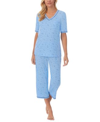 Printed Elbow-Sleeve Top & Capri Pants Pajama Set