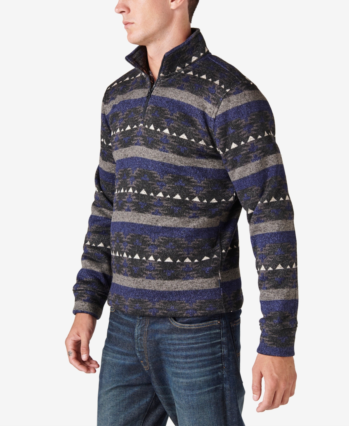 Lucky Brand Men's Los Feliz Half Zip Mock Neck Sweater