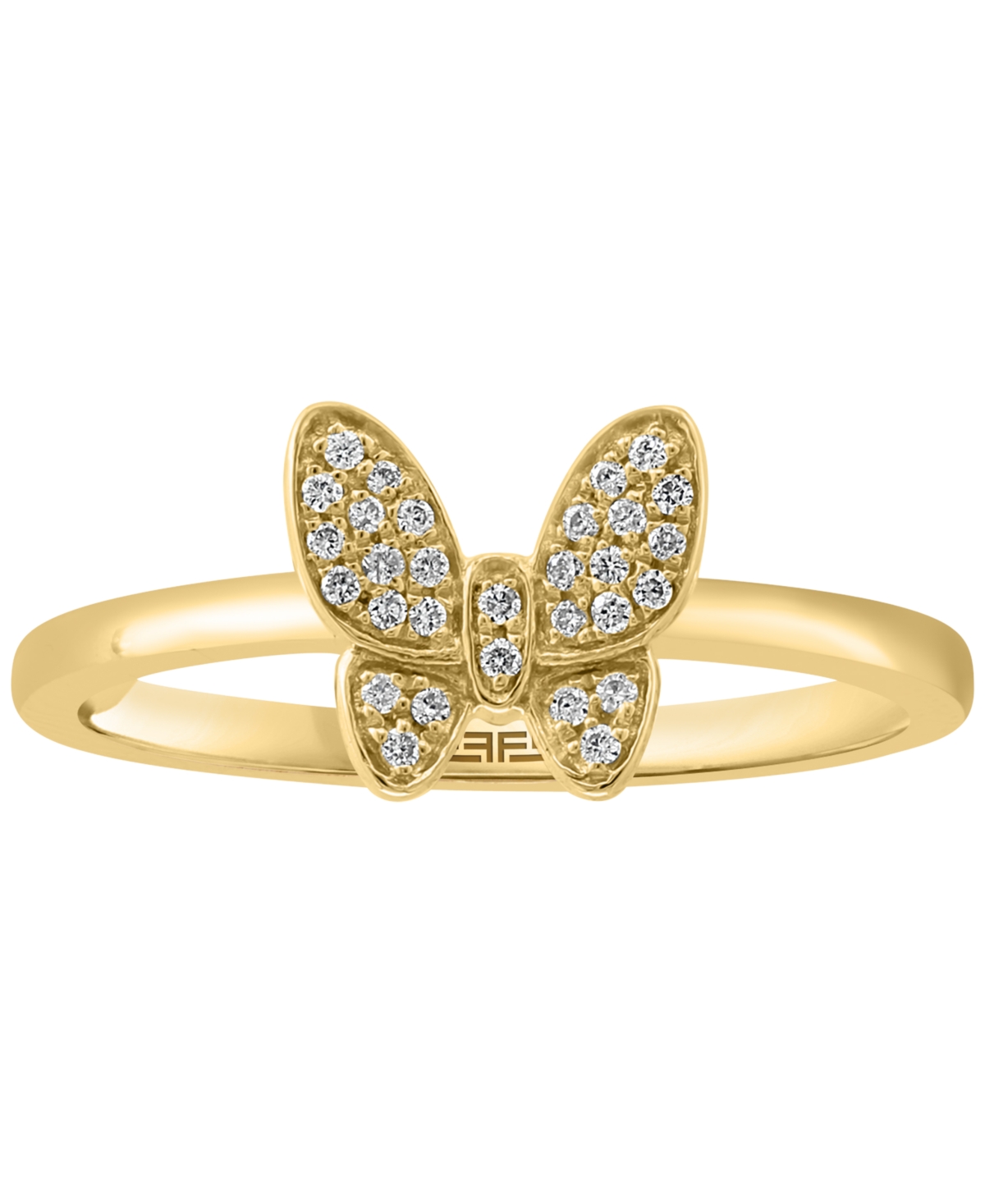 Effy Diamond Butterfly Ring (1/10 ct. t.w.) in Sterling Silver or 14k Gold-Plated Sterling Silver - Gold-Plated Sterling Silver
