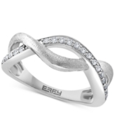Effy Diamond Crossover Ring (1/5 ct. t.w.) in Sterling Silver or 14k Gold-Plated Sterling Silver - Sterling Silver