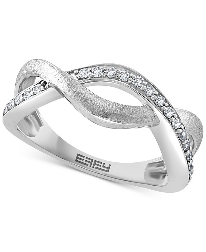 EFFY Collection EFFY® Diamond Crossover Ring (1/5 ct. t.w.) in Sterling ...