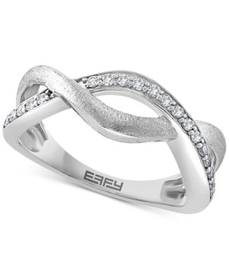 EFFY® Diamond Crossover Ring (1/5 ct. t.w.) in Sterling Silver or 14k  Gold-Plated Sterling Silver