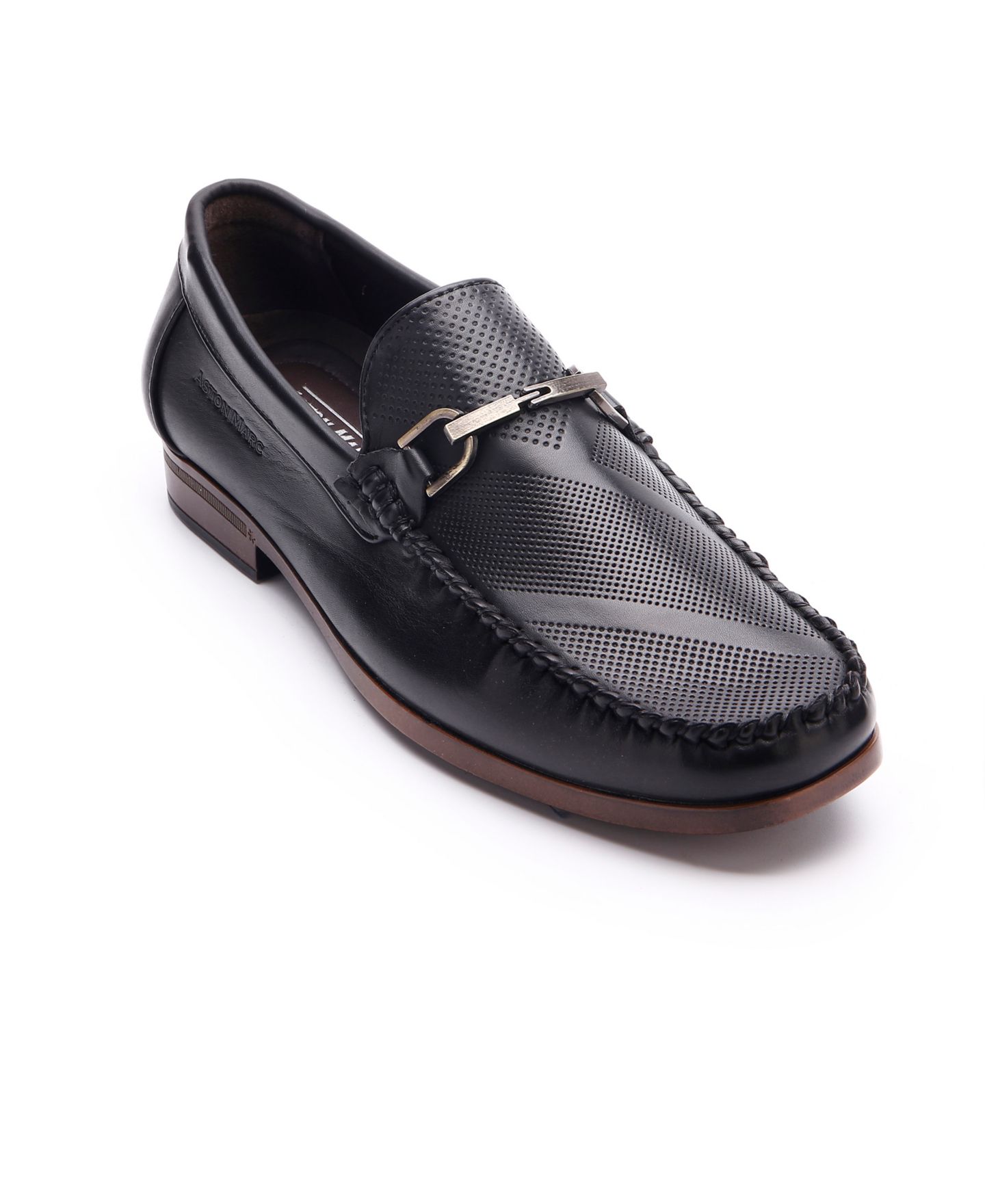 Мужские туфли Aston Marc Perforated Buckle, цвет: Чёрный — фото 1