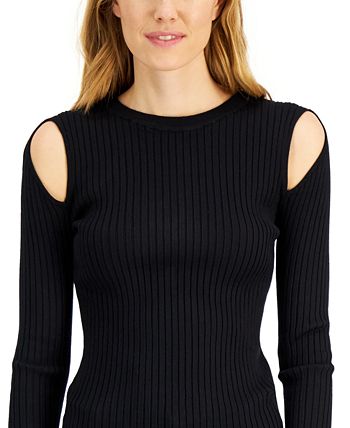 INC International Concepts Shoulder-Cutout Ribbed Top, Created for Macy ...