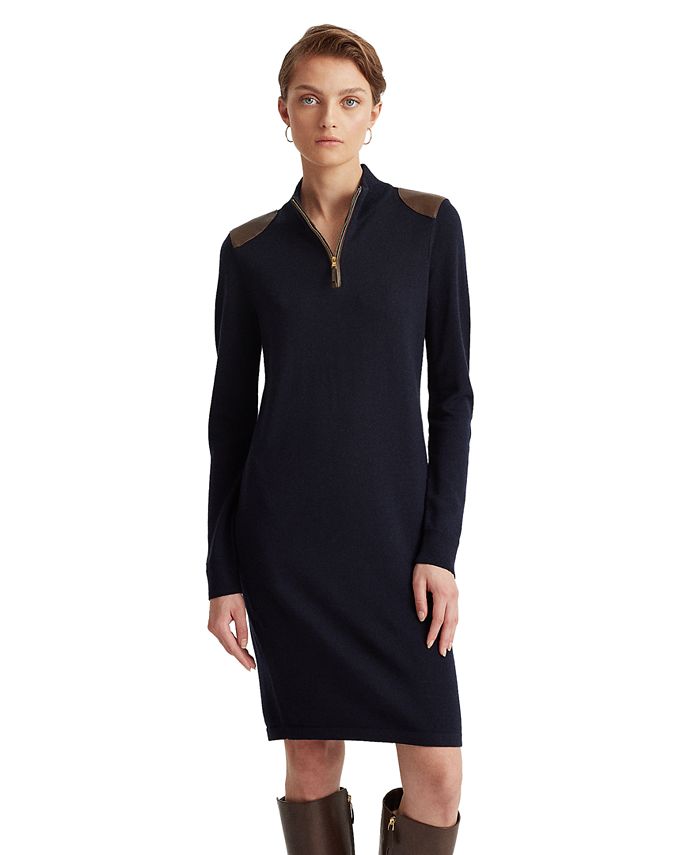Lauren Ralph Lauren QuarterZip Wool Sweater Dress Macy's