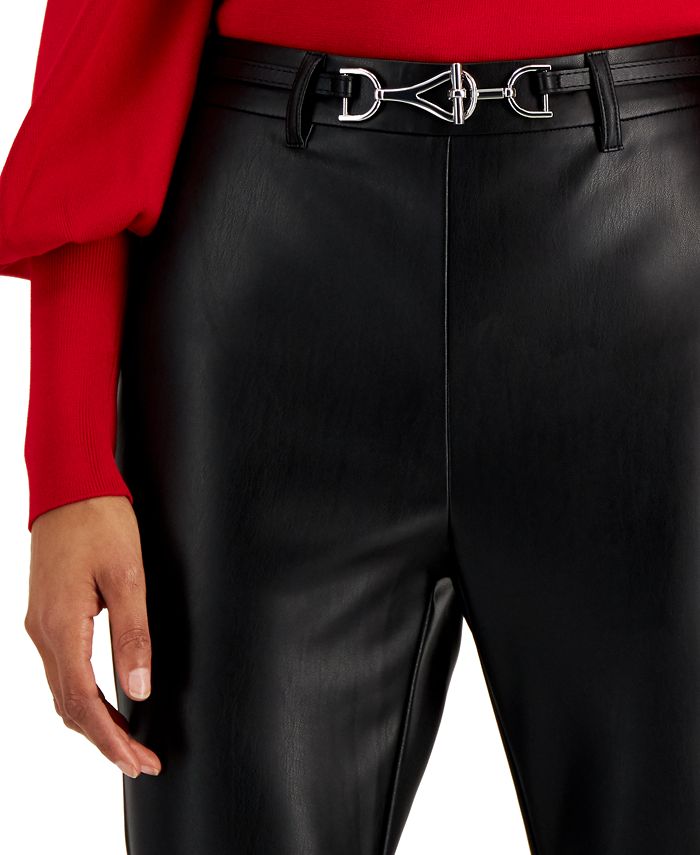 Faux-Leather Chain Belt Skinny Pants, Created for Macy's