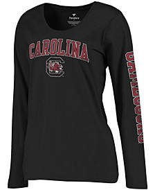 Women's Black South Carolina Gamecocks Arch Over Logo Scoop Neck Long Sleeve T-shirt