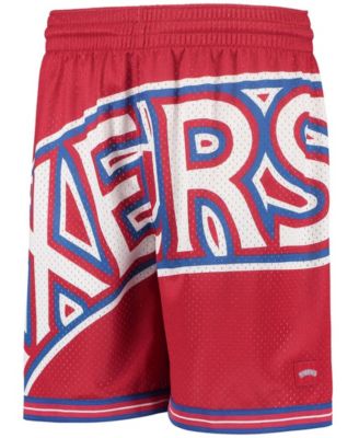 Big Boys Red Philadelphia 76Ers Hardwood Classics Throwback Big Face Mesh Shorts